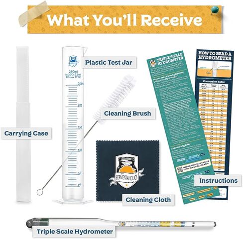 Hydrometer | Monitor and Test Your Homebrew | Homebrewed Beer, Wine, Mead, Cider, and More | Easily Measure Specific Gravity in Kuwait