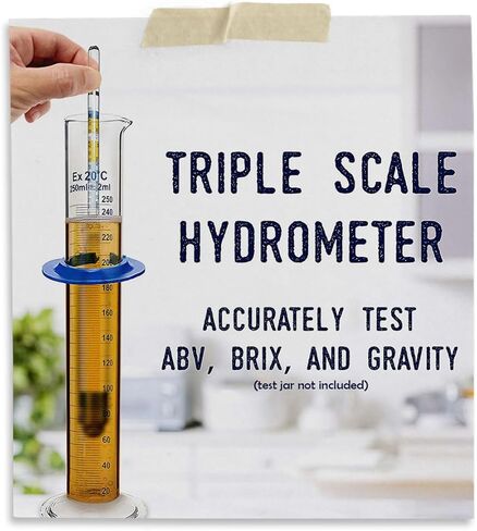 Hydrometer | Monitor and Test Your Homebrew | Homebrewed Beer, Wine, Mead, Cider, and More | Easily Measure Specific Gravity in Kuwait