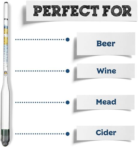 Hydrometer | Monitor and Test Your Homebrew | Homebrewed Beer, Wine, Mead, Cider, and More | Easily Measure Specific Gravity in Kuwait