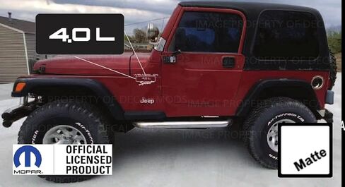 Decal Mods Fender 4.0 Side Logo Graphic fits Jeep Wrangler TJ (1997-2006) (Set of 2) SJ3Y9 Black Matte in Saudi Arabia