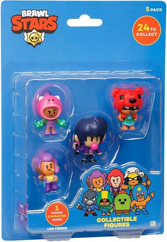 P.M.I. Brawl Stars Mystery Collectible Figures | 5 Brawl Stars Toys Out of 24 Collectibles in 1 Surprise Pack | Includes 4 Figures and 1 Rare Mystery Figure | Licensed Toys (Mystery Assortment) in Saudi Arabia