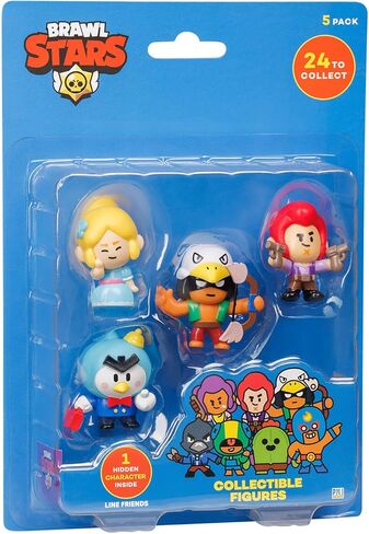 P.M.I. Brawl Stars Mystery Collectible Figures | 5 Brawl Stars Toys Out of 24 Collectibles in 1 Surprise Pack | Includes 4 Figures and 1 Rare Mystery Figure | Licensed Toys (Mystery Assortment) in Saudi Arabia