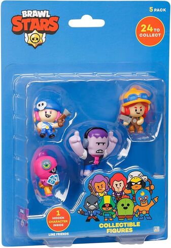 P.M.I. Brawl Stars Mystery Collectible Figures | 5 Brawl Stars Toys Out of 24 Collectibles in 1 Surprise Pack | Includes 4 Figures and 1 Rare Mystery Figure | Licensed Toys (Mystery Assortment) in Saudi Arabia