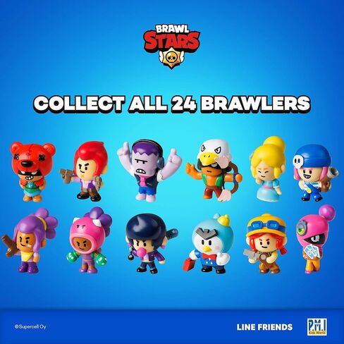 P.M.I. Brawl Stars Mystery Collectible Figures | 5 Brawl Stars Toys Out of 24 Collectibles in 1 Surprise Pack | Includes 4 Figures and 1 Rare Mystery Figure | Licensed Toys (Mystery Assortment) in Saudi Arabia