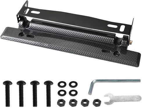 Car License Plate Holder, Universal Adjustable License Plate Frames, Stainless Steel Car Tag Holder with Screws and Nuts, Carbon Fiber Front License Plate Mount Bracket in Saudi Arabia
