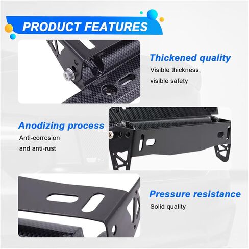 Car License Plate Holder, Universal Adjustable License Plate Frames, Stainless Steel Car Tag Holder with Screws and Nuts, Carbon Fiber Front License Plate Mount Bracket in Saudi Arabia