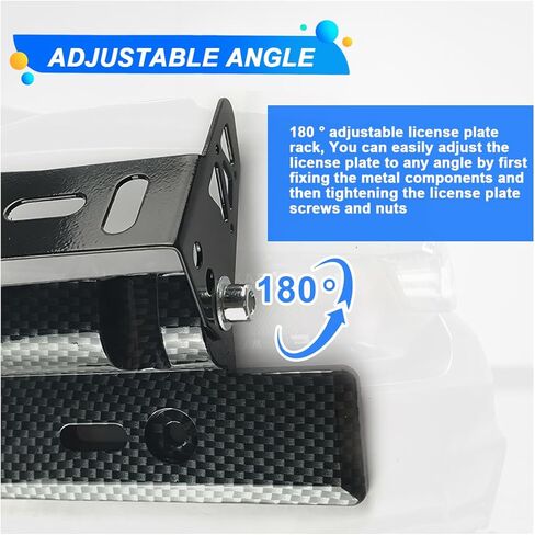 Car License Plate Holder, Universal Adjustable License Plate Frames, Stainless Steel Car Tag Holder with Screws and Nuts, Carbon Fiber Front License Plate Mount Bracket in Saudi Arabia