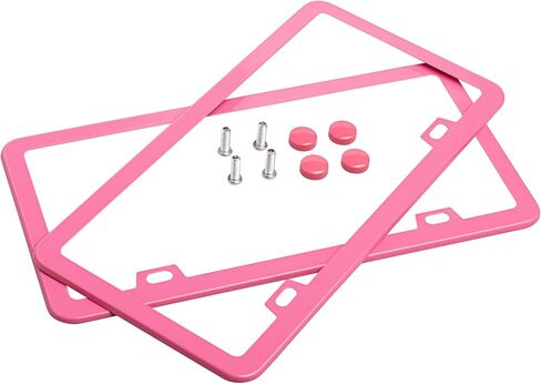 2 Pack Premium Silver License Plate Frame, Solid Rust-Proof Aluminum Holder with 2 Holes, Universal Car Frame for Women and Man, Including Screws (Glossy Silver) in Saudi Arabia