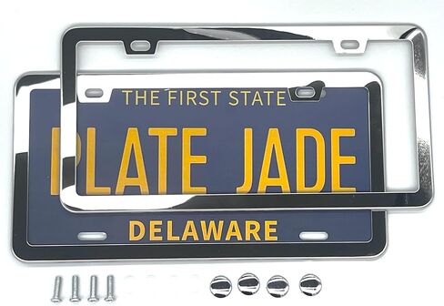 2 Pack Premium Silver License Plate Frame, Solid Rust-Proof Aluminum Holder with 2 Holes, Universal Car Frame for Women and Man, Including Screws (Glossy Silver) in Saudi Arabia