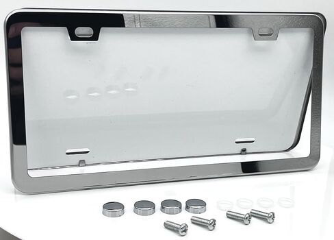 2 Pack Premium Silver License Plate Frame, Solid Rust-Proof Aluminum Holder with 2 Holes, Universal Car Frame for Women and Man, Including Screws (Glossy Silver) in Saudi Arabia