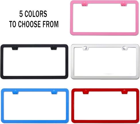 2 Pack Premium Silver License Plate Frame, Solid Rust-Proof Aluminum Holder with 2 Holes, Universal Car Frame for Women and Man, Including Screws (Glossy Silver) in Saudi Arabia