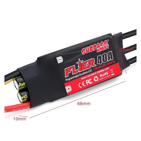 1 قطعة 20A 30A 40A 50A 60A 80A 100A وحدة تحكم في سرعة ESC بدون فرش مع BEC 2-6S(Flier 40a V2) in Kuwait