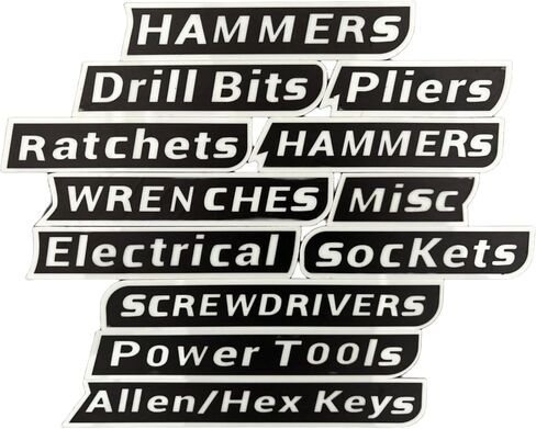 12 Pack of Magnetic Toolbox Labels, 3D-Printed Tool Box Labels, General Tool Box Organize Accessories, Reusable Tags for Box Drawers Carts and Cabinets (Black) in Saudi Arabia