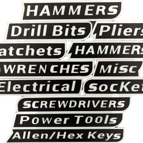 12 Pack of Magnetic Toolbox Labels, 3D-Printed Tool Box Labels, General Tool Box Organize Accessories, Reusable Tags for Box Drawers Carts and Cabinets (Black) in Saudi Arabia