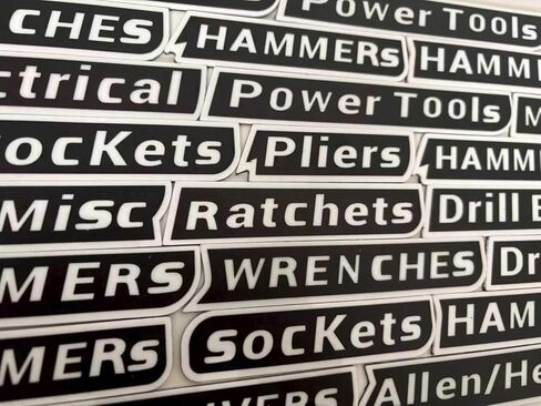 12 Pack of Magnetic Toolbox Labels, 3D-Printed Tool Box Labels, General Tool Box Organize Accessories, Reusable Tags for Box Drawers Carts and Cabinets (Black) in Saudi Arabia