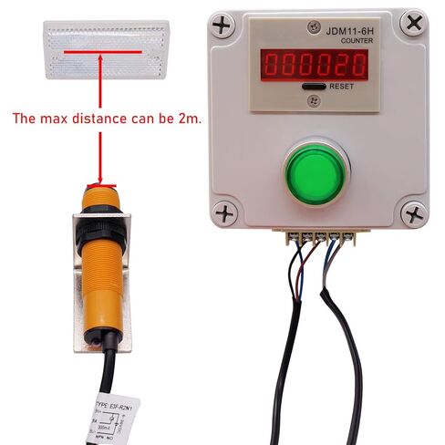 TWTADE/ 110-220VAC LED عرض تلقائي عداد رقمي 0-999999 6 أرقام + مفتاح كهروضوئي مستشعر المسافة 30 سم NPN NO + حامل in Kuwait