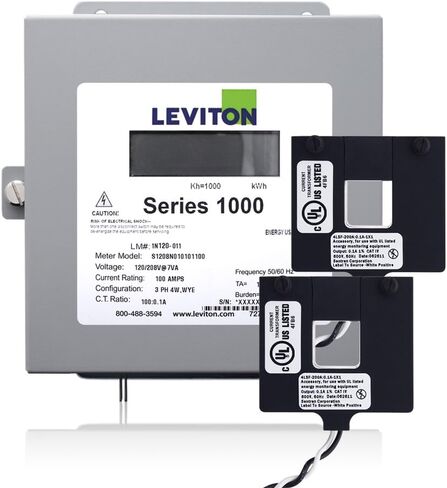 مجموعة Leviton 1K240-1SW Series 1000 120/240V 100A 1P3W الداخلية مع 2 CTs أساسية صلبة in Kuwait