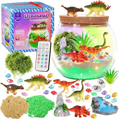 Gifmore Dinosaur Terrarium Kit for Kids with LED Night Light & Remote Control, Dinosaur Toys & Arts and Crafts for Boys Ages 4-12, Creative Birthday Christmas Gifts for Kids in Saudi Arabia