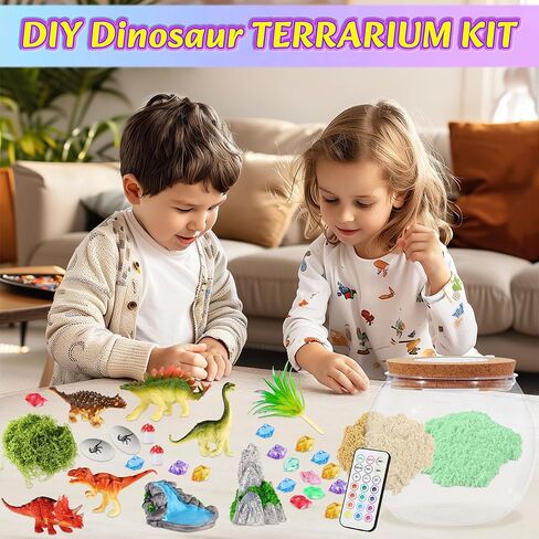 Gifmore Dinosaur Terrarium Kit for Kids with LED Night Light & Remote Control, Dinosaur Toys & Arts and Crafts for Boys Ages 4-12, Creative Birthday Christmas Gifts for Kids in Saudi Arabia