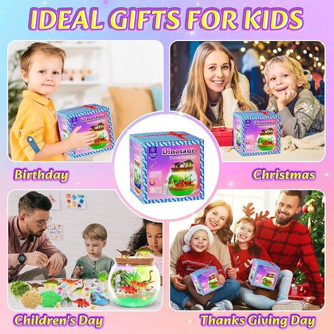 Gifmore Dinosaur Terrarium Kit for Kids with LED Night Light & Remote Control, Dinosaur Toys & Arts and Crafts for Boys Ages 4-12, Creative Birthday Christmas Gifts for Kids in Saudi Arabia
