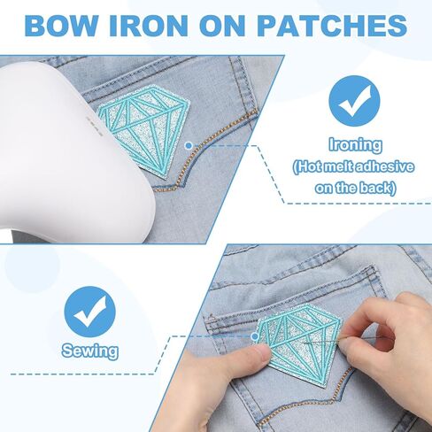 PATIKIL 15Pcs Diamond Patches, Diamond Iron on Patches Mini Embroidered Applique for DIY Clothing Bags Shoes Jeans Shirt Jackets Backpack Clothes Hat Dress Repair Decor, Magenta in Saudi Arabia