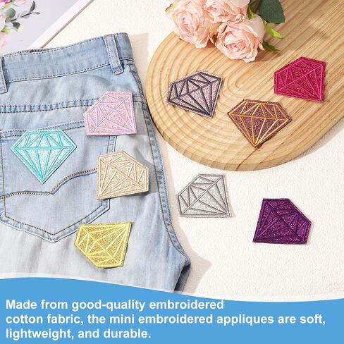 PATIKIL 15Pcs Diamond Patches, Diamond Iron on Patches Mini Embroidered Applique for DIY Clothing Bags Shoes Jeans Shirt Jackets Backpack Clothes Hat Dress Repair Decor, Magenta in Saudi Arabia