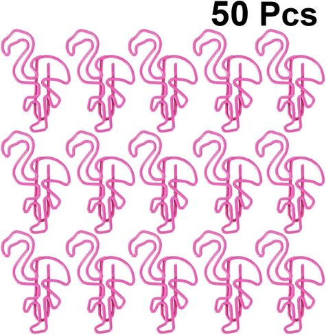 Generic 50Pcs Pink Flamingo Shaped Metal Paper Clips, 1.65 Inches, 3 x 4.2 Cm, Modern Office Products in Saudi Arabia