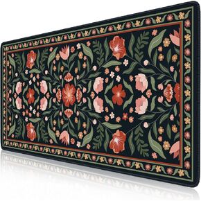 iLeadon Large Mouse Pad for Desks, Floral Pattern Mouse Pad for Keyboard, Smooth Computer Desk Mat, Non-Slip Rubber Base Green Desk Matt 35.4"x15.7" for Office Home (Green) in Kuwait