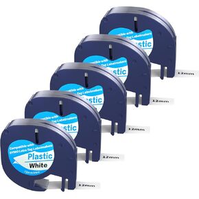 5Pack dymo Label Maker Refills Compatible with DYMO LetraTag Label Maker Refill 91331 White Plastic Tape 12mm x 4m (1/2" x 13') for Labeler Letra Tag 200B LT 100H 100T Plus in Saudi Arabia