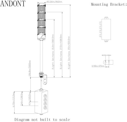 ANDONT 3 Stack Super Bright LED Andon Tower Lights, Off-ON, 6 ft Industrial Adapter, Plug Play Ready in Kuwait