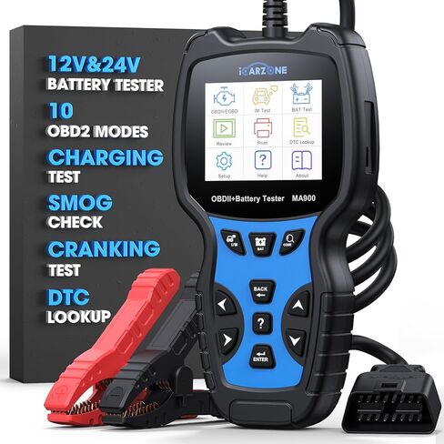 MA900 Battery Tester + OBD2 Scanner 2 in 1, 12V 24V 100-2000CCA Accurate & Instant Battery Health Diagnostic Tool with OBFCM Test I/M Test, Charging & Cranking Analyzer for Car, Motorcycle in Saudi Arabia