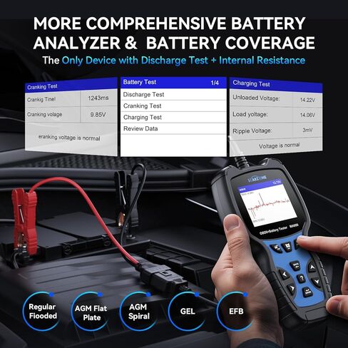 MA900 Battery Tester + OBD2 Scanner 2 in 1, 12V 24V 100-2000CCA Accurate & Instant Battery Health Diagnostic Tool with OBFCM Test I/M Test, Charging & Cranking Analyzer for Car, Motorcycle in Saudi Arabia
