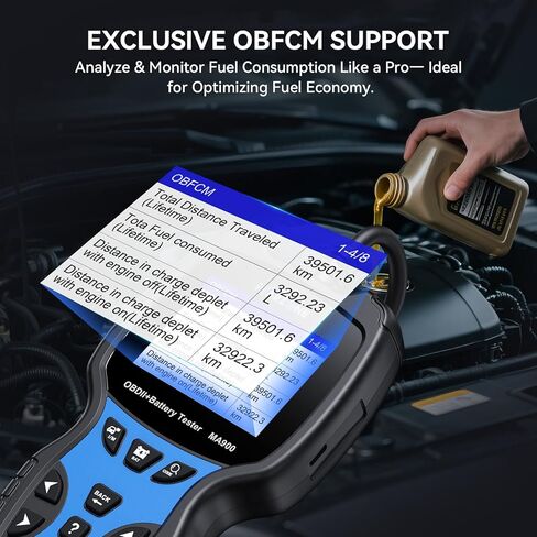 MA900 Battery Tester + OBD2 Scanner 2 in 1, 12V 24V 100-2000CCA Accurate & Instant Battery Health Diagnostic Tool with OBFCM Test I/M Test, Charging & Cranking Analyzer for Car, Motorcycle in Saudi Arabia