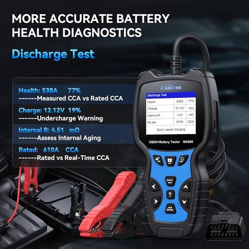 MA900 Battery Tester + OBD2 Scanner 2 in 1, 12V 24V 100-2000CCA Accurate & Instant Battery Health Diagnostic Tool with OBFCM Test I/M Test, Charging & Cranking Analyzer for Car, Motorcycle in Saudi Arabia