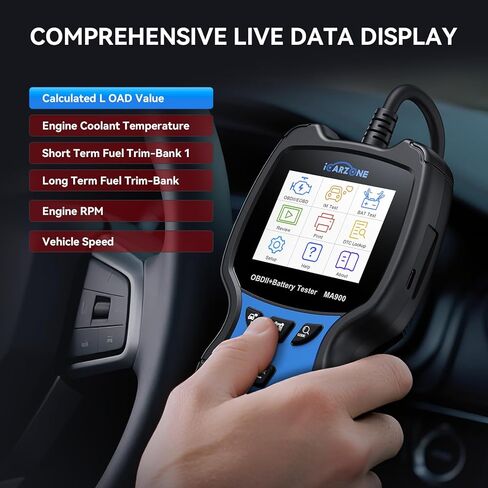 MA900 Battery Tester + OBD2 Scanner 2 in 1, 12V 24V 100-2000CCA Accurate & Instant Battery Health Diagnostic Tool with OBFCM Test I/M Test, Charging & Cranking Analyzer for Car, Motorcycle in Saudi Arabia