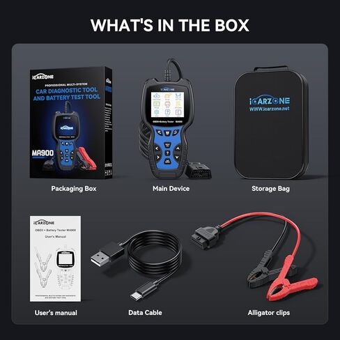 MA900 Battery Tester + OBD2 Scanner 2 in 1, 12V 24V 100-2000CCA Accurate & Instant Battery Health Diagnostic Tool with OBFCM Test I/M Test, Charging & Cranking Analyzer for Car, Motorcycle in Saudi Arabia