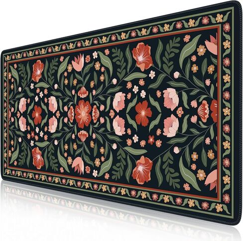 iLeadon Large Mouse Pad for Desks, Floral Pattern Mouse Pad for Keyboard, Smooth Computer Desk Mat, Non-Slip Rubber Base Green Desk Matt 35.4"x15.7" for Office Home (Green) in Kuwait