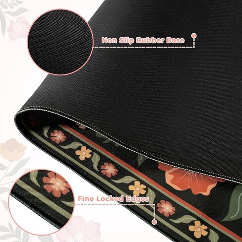 iLeadon Large Mouse Pad for Desks, Floral Pattern Mouse Pad for Keyboard, Smooth Computer Desk Mat, Non-Slip Rubber Base Green Desk Matt 35.4"x15.7" for Office Home (Green) in Kuwait