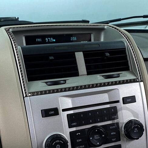 Real 3K Black Car Dashboard Central Clock Display/AC Vent Surround Frame Sticker Auto Interior Accessories Compatible with Ford Escape XLS XLT Hybrid 2008-2012/Mercury Mariner Hybrid 2008-2011 in Saudi Arabia