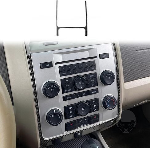 Real 3K Black Car Dashboard Central Clock Display/AC Vent Surround Frame Sticker Auto Interior Accessories Compatible with Ford Escape XLS XLT Hybrid 2008-2012/Mercury Mariner Hybrid 2008-2011 in Saudi Arabia
