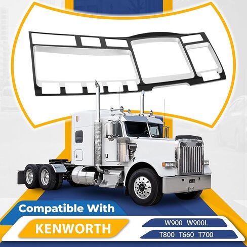إطار عنقودي لعداد لوحة القيادة متوافق مع Kenworth W900 W900L T800 T660 T700 مطلي بالبلاستيك باللون الأسود اللامع والرمادي اللامع in Saudi Arabia