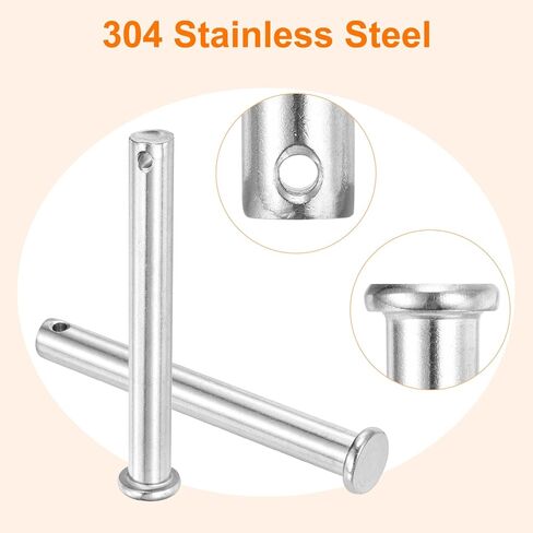 uxcell 2Pcs 8mmx100mm Single Hole Clevis Pins, 304 Stainless Steel Flat Head Single Hole Clevis Pins for Mechanics Repair, Furniture Installation, Industrial Equipment, DIY (Silver) in Saudi Arabia