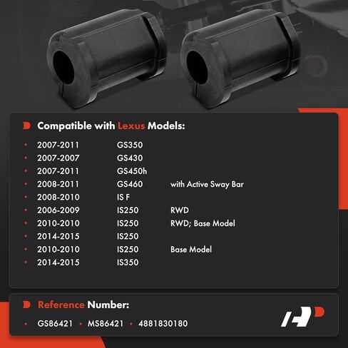 A-Premium 2 × مجموعة جلبة قضيب التأرجح من الخلف إلى الإطار، متوافقة مع Lexus GS350 2007-2011، GS430 2007، GS450h 2007-2011، GS460 2008-2011، IS F 2008-2010، IS250/IS350 2006-2010/2014-2015 in Saudi Arabia