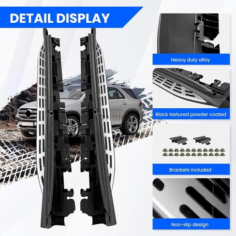 Running Boards Compatible with Mercedes Benz GLE W167 GLE350 GLE450 GLE450e GLE580 2020 2021 2022 2023 2024 2025 2026 Side Pedal with Brackets,2 PCS Right & Left Side Step Rail Nerf Bars (Silver) in Saudi Arabia