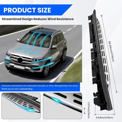Running Boards Compatible with Mercedes Benz GLE W167 GLE350 GLE450 GLE450e GLE580 2020 2021 2022 2023 2024 2025 2026 Side Pedal with Brackets,2 PCS Right & Left Side Step Rail Nerf Bars (Silver) in Saudi Arabia