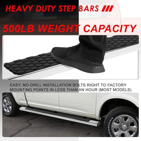 لوحات تشغيل Auto Dynasty 5 بوصات متوافقة مع 2007-2021 Toyota Tundra CrewMax/كابينة طاقم ممتدة، قضبان Nerf من الفولاذ المقاوم للصدأ، خطوات جانبية من الكروم المصقول غير قابلة للانزلاق in Saudi Arabia