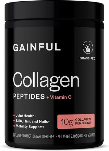Gainful Performance Boost Collagen Peptides Powder with Vitamin C, Skin, Immune & Joint Support, Grass Fed Bovine Collagen, Unflavored, 14 Servings in Saudi Arabia