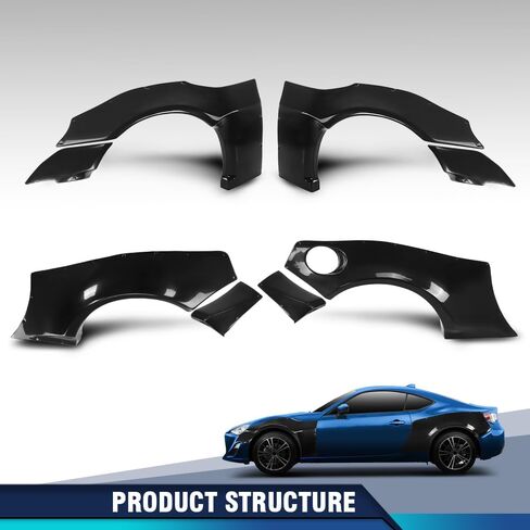 PIT66 Wide Body 8 Pcs Fender Flares Cover Wheel Cover Protectors Fit Scion FR-S 2013 2014 2015 2016, Toyota 86 2017 2018 2019 2020 and Subaru BRZ 2013 2014 2015 2016 2017 2018 2019 2020 Black in Saudi Arabia