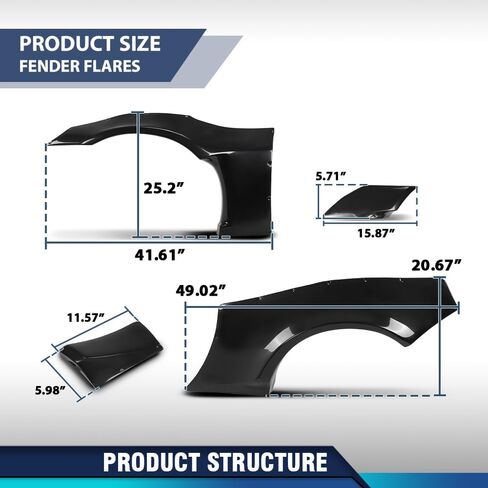 PIT66 Wide Body 8 Pcs Fender Flares Cover Wheel Cover Protectors Fit Scion FR-S 2013 2014 2015 2016, Toyota 86 2017 2018 2019 2020 and Subaru BRZ 2013 2014 2015 2016 2017 2018 2019 2020 Black in Saudi Arabia