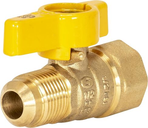 Eastman Brass Straight Gas Ball Valve Connector with Quarter-Turn Lever Handle, 1/2 Inch FIP x 3/8 Inch OD Tube, 60001 in Kuwait